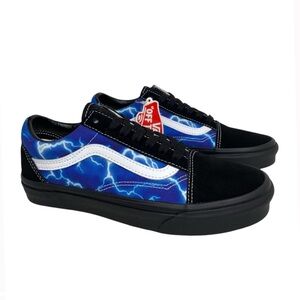 Vans Old Skool Skate Shoe Black Lightning Sneakers Blue